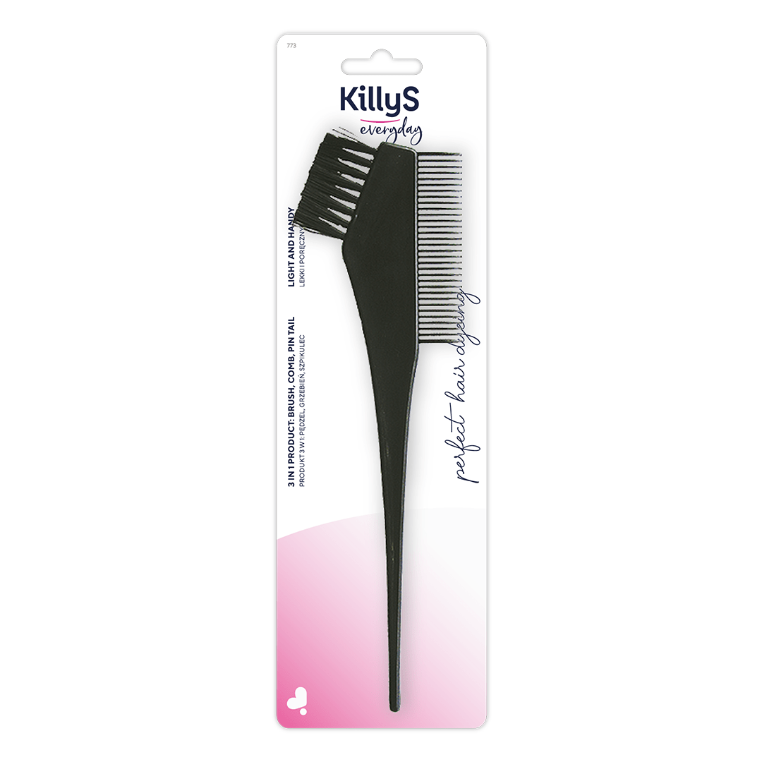 Hair dye brush with comb